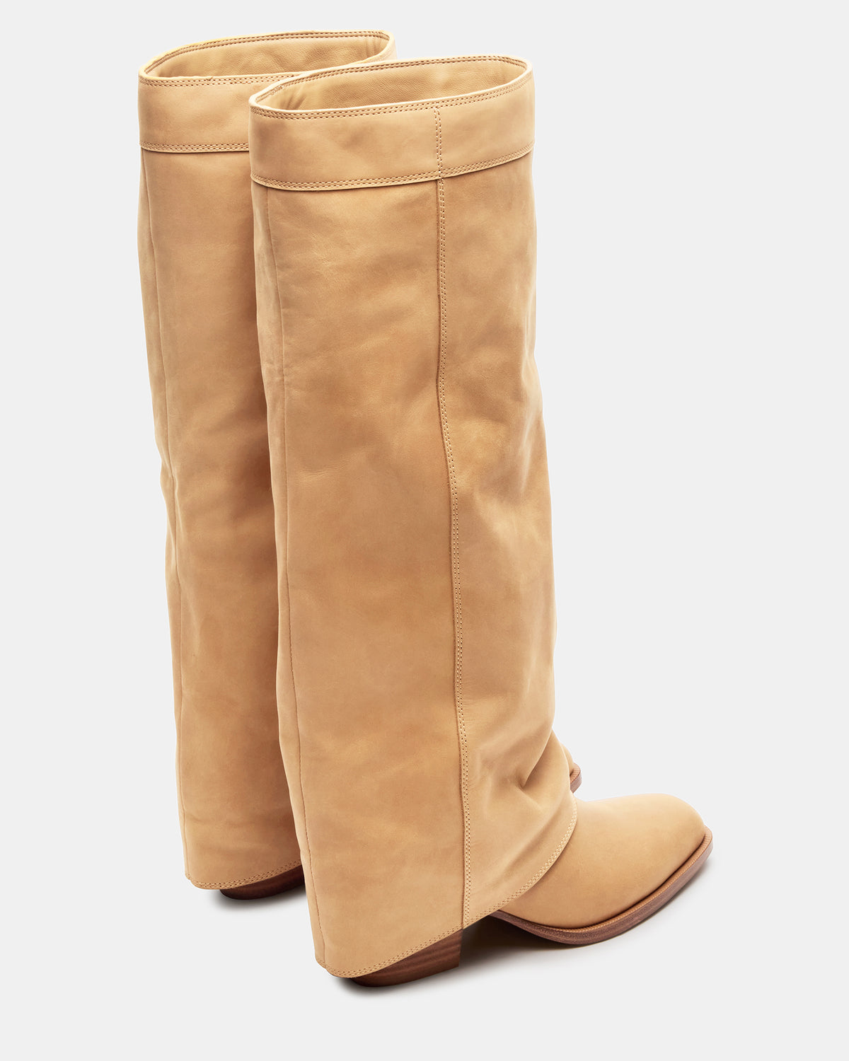 WINNICK Banana Leather Knee-High Cuffed Fold-Over Block Heel Women's Boot