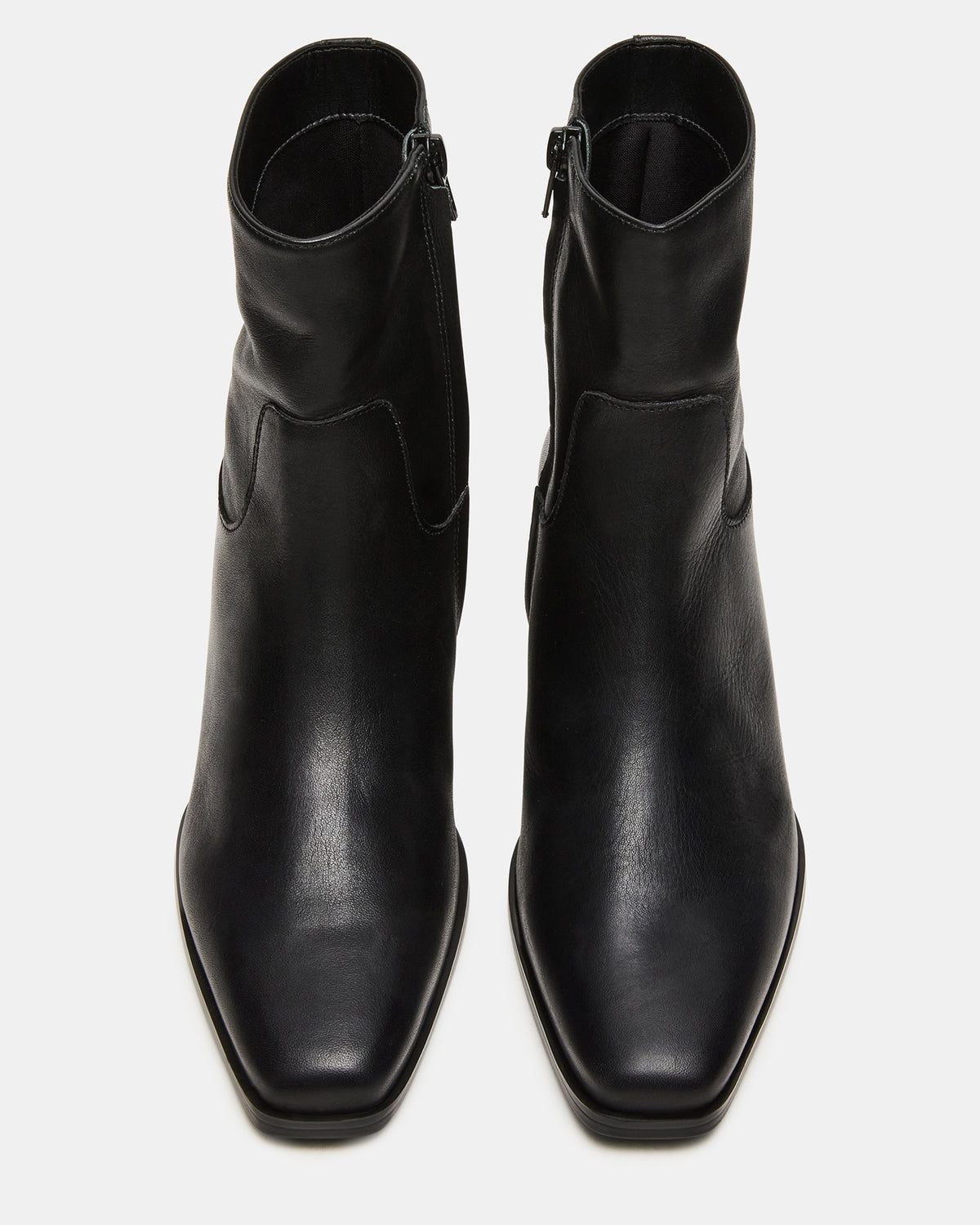 DANEY Black Leather Square-Toe Women's Ankle Boot