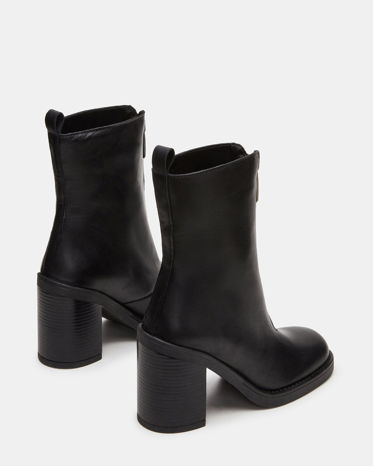 DECLAN Black Leather Block Heeled Ankle Boot | Women's Booties