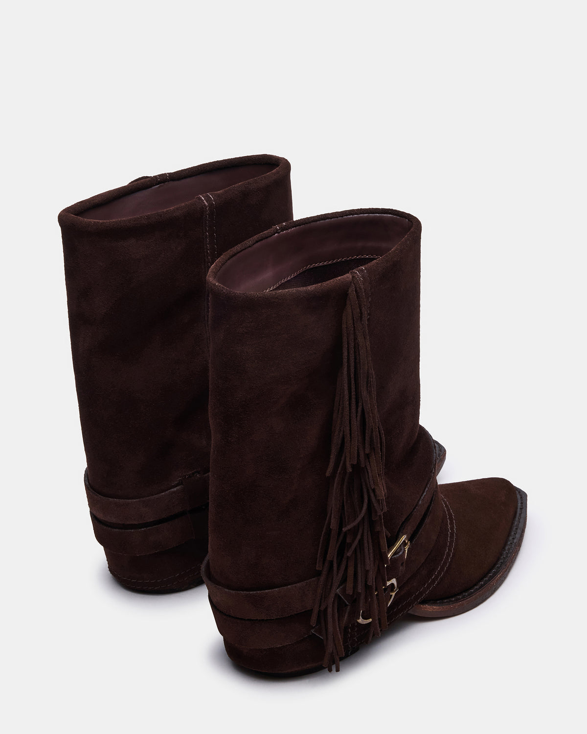 ANSEL Brown Suede Pointed-Toe Fold-Over Cuffed Women's Ankle Boot