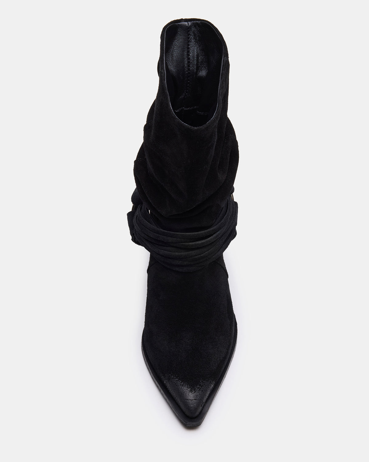 LAUPER Black Pointed-Toe Heeled Buckle Women's Ankle Boot