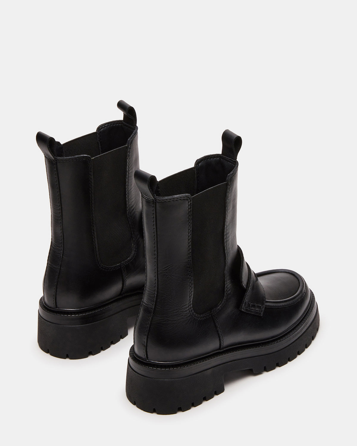 CONWAY Black Leather Platform Lug Chelsea Women's Ankle Boot
