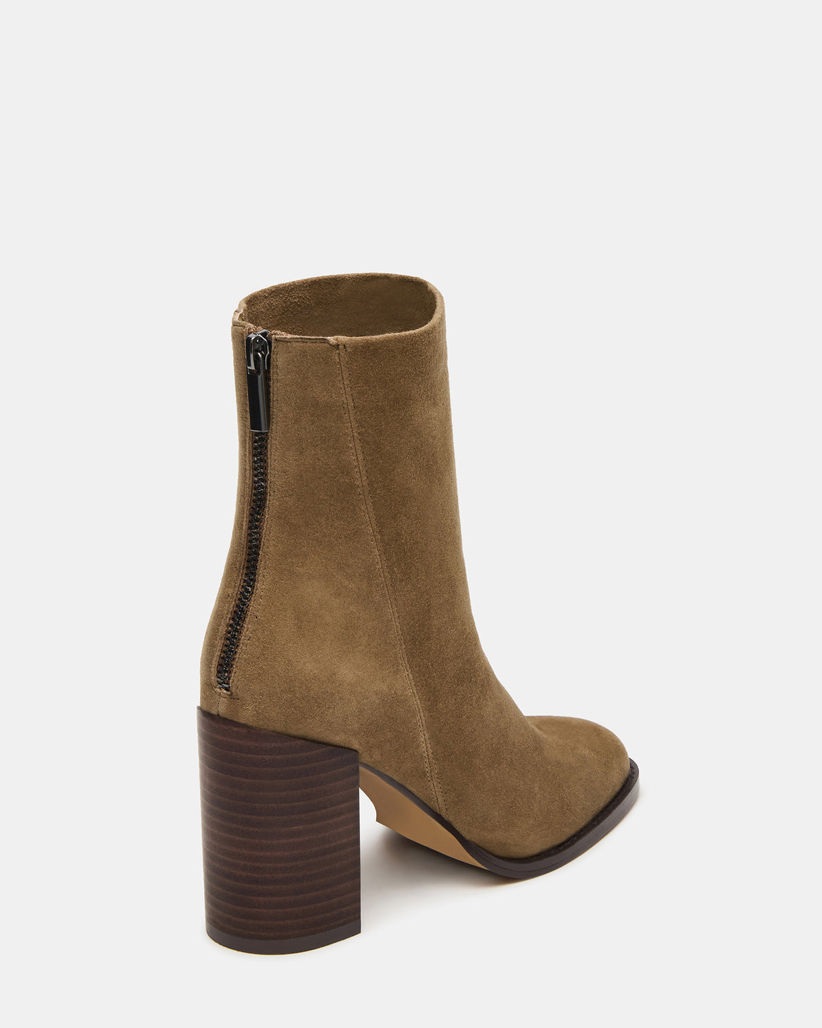 OBSESSION Taupe Suede Rounded Toe Block Heel Women's Ankle Boot