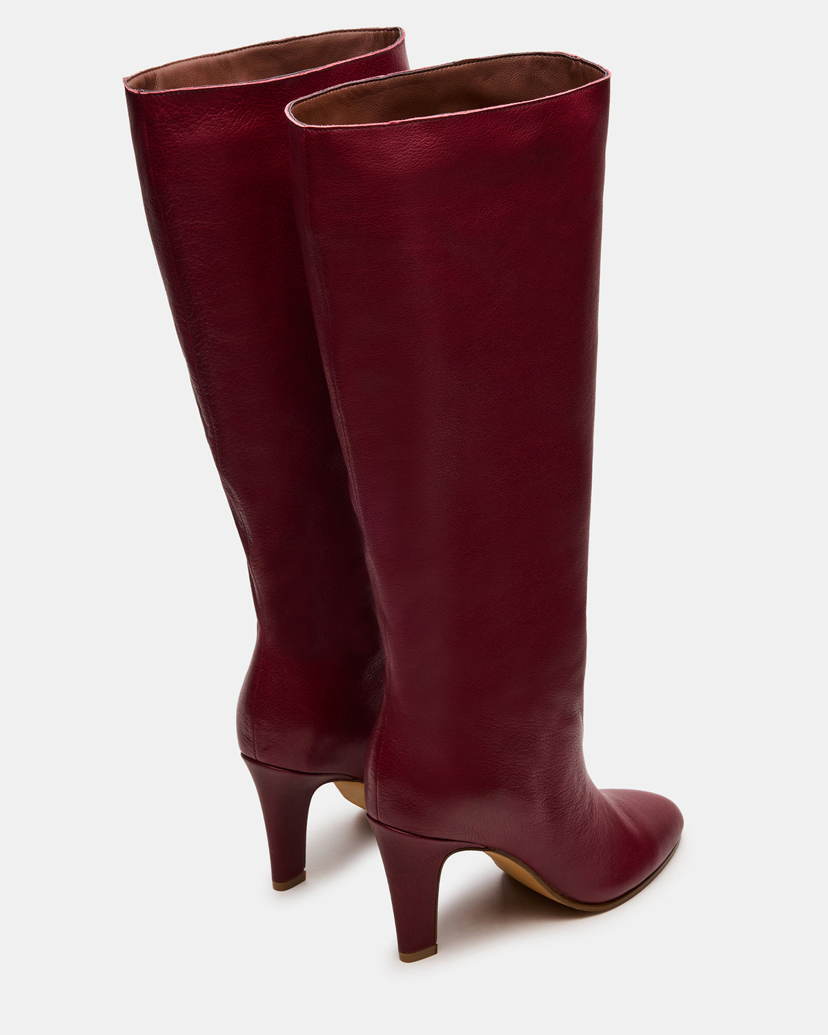 RIZK Burgundy Leather Knee-High Rounded Toe Heeled Women's Boot