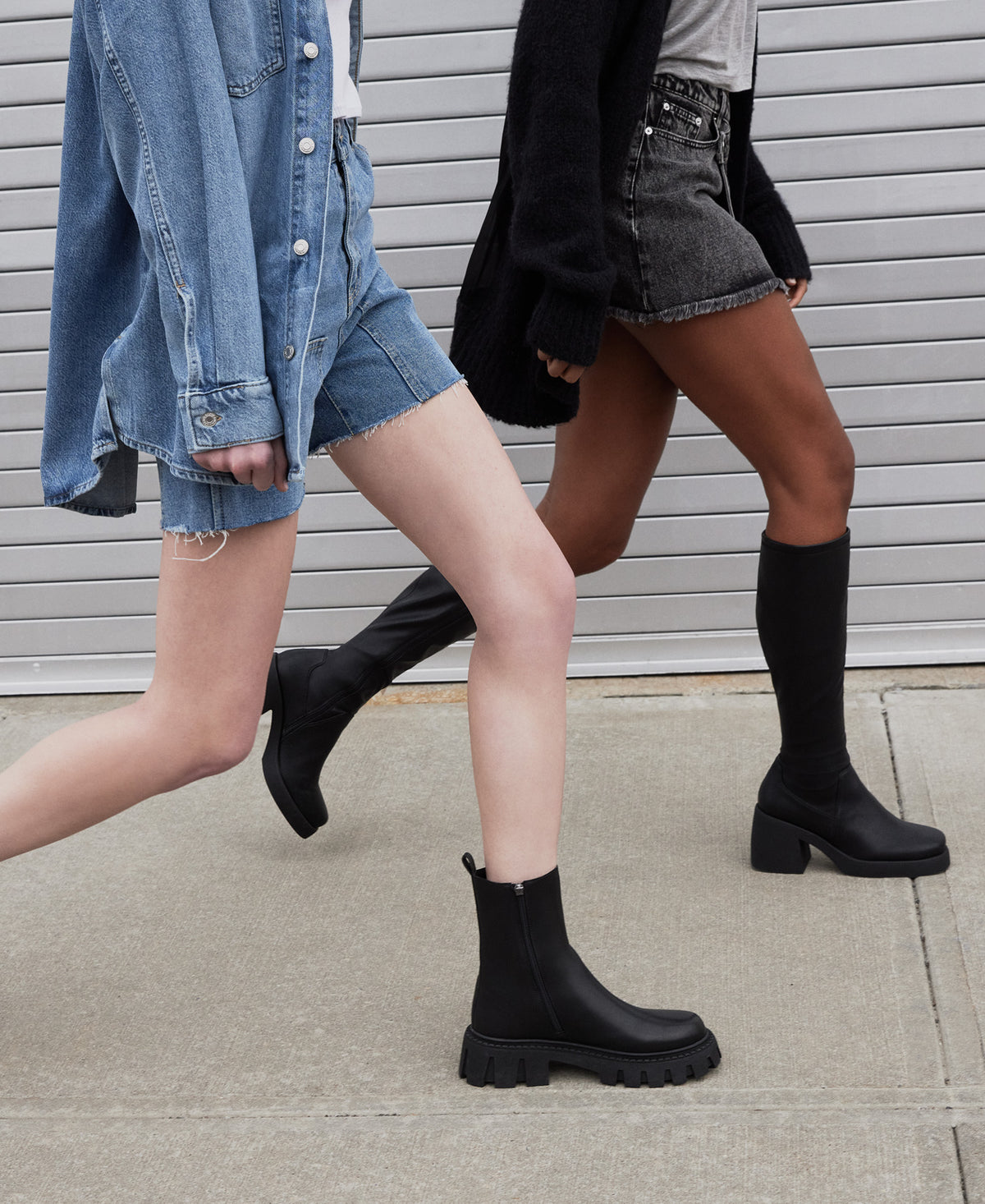 CHARGES Black Leather Platform Bootie | Women's Booties