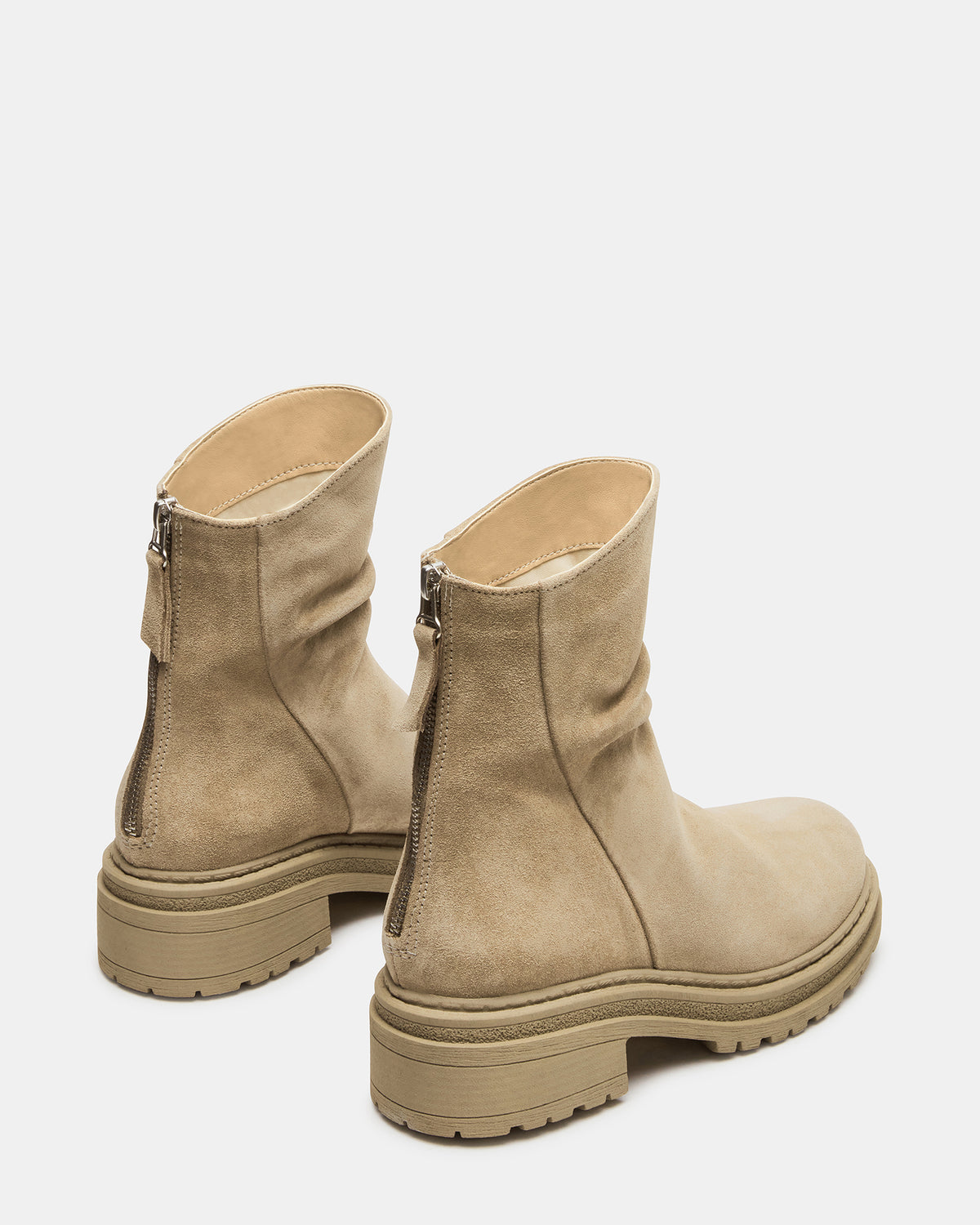 ESSENTIAL Taupe Suede Scrunched Ankle Boot | Women's Booties