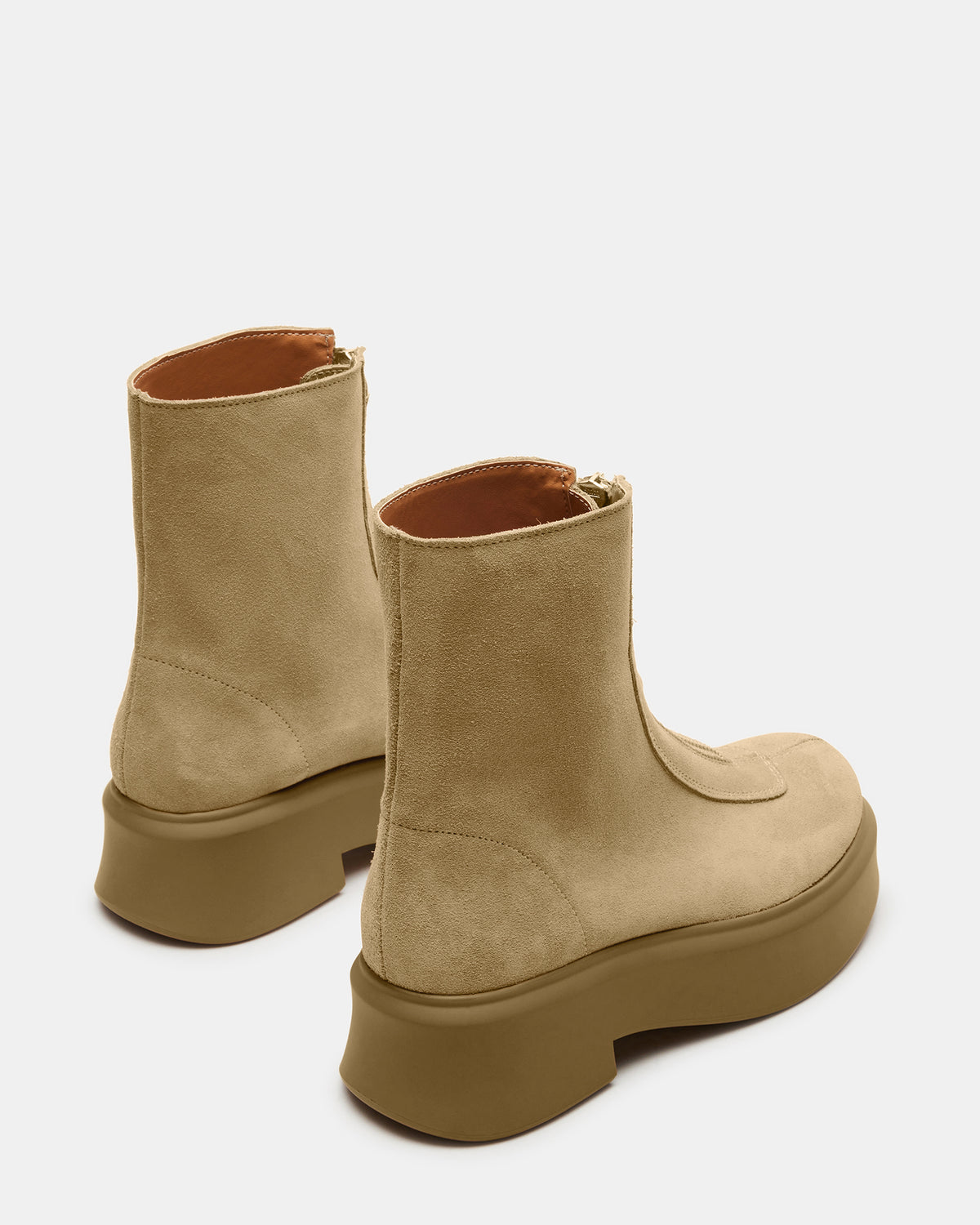 JONES Tan Suede Zipper Lug Women's Ankle Boot