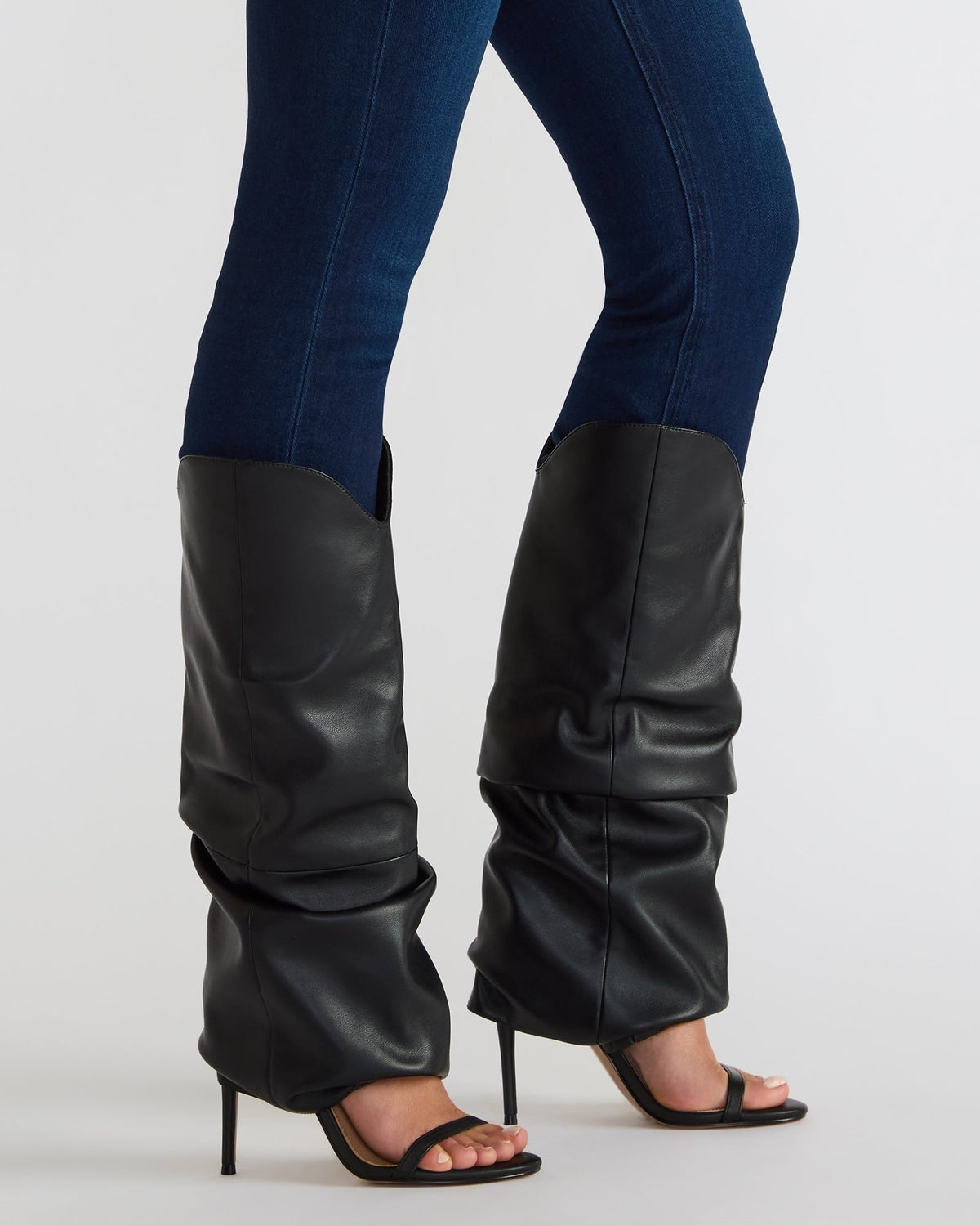 RAVINE Western Red Knee-High Cuffed Stiletto Heel Women's Boot