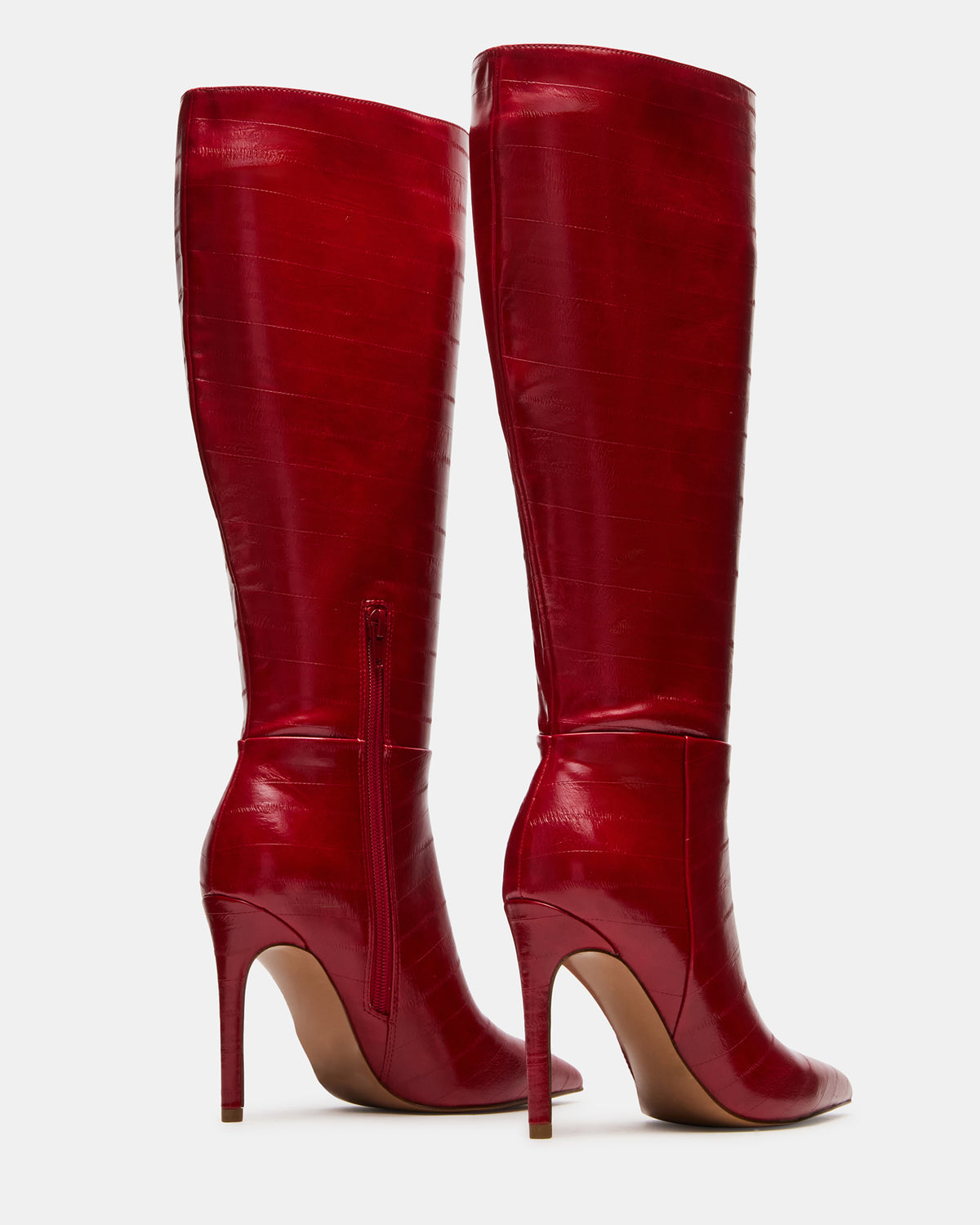 NITRO Red Eel Wide Calf Pointed-Toe Stiletto Heel Knee-High Women's Boots