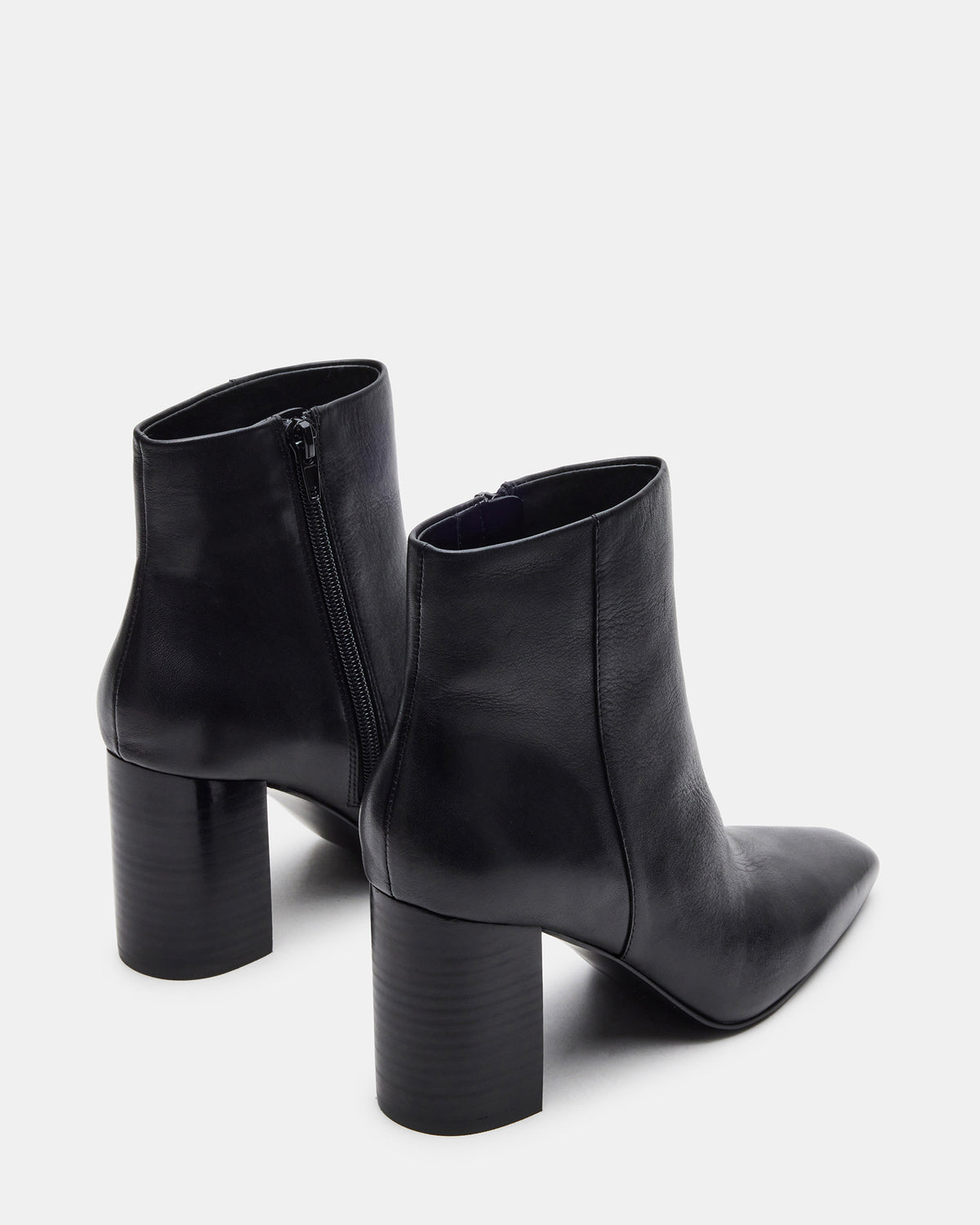 AIDAN Black Leather Block Heel Ankle Boot | Women's Booties
