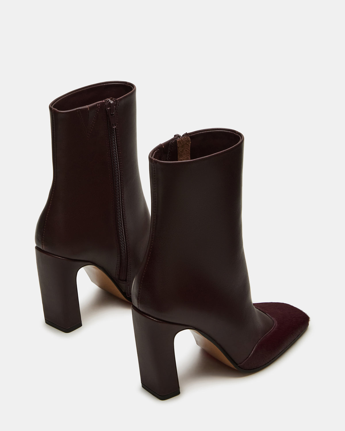 LYLE Burgundy Leather Square-Toe Heeled Women's Ankle Boot