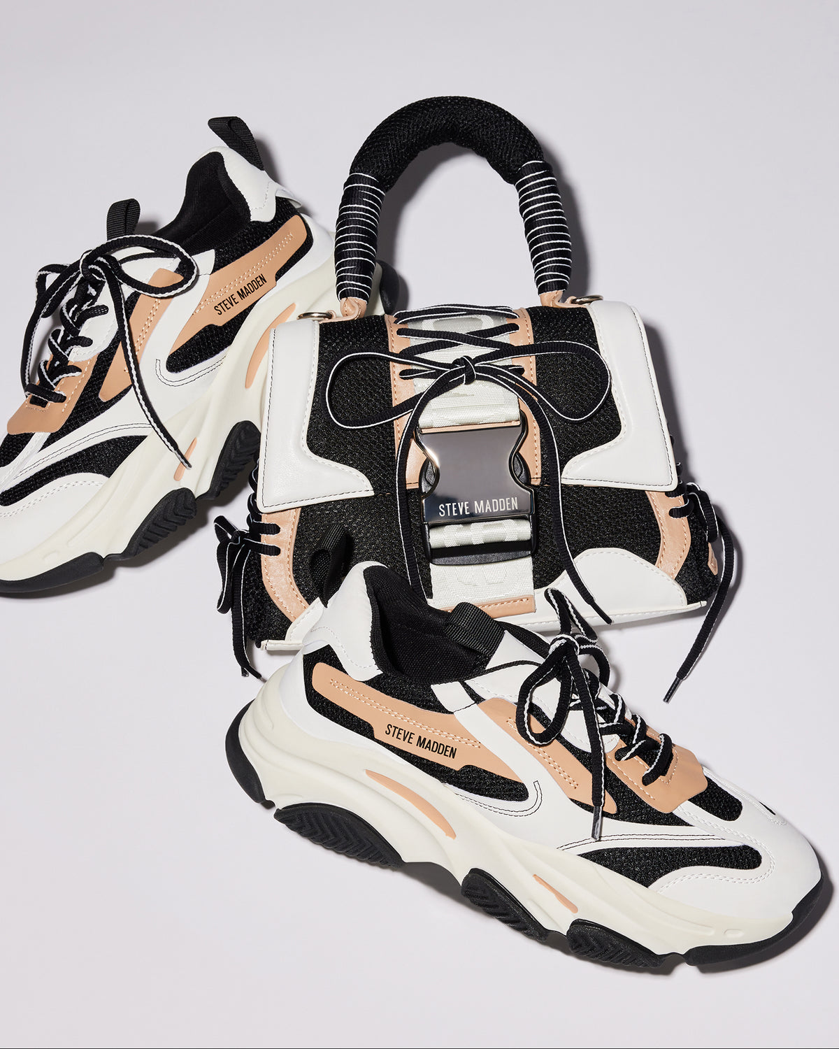 POSSESSION Black/Tan Platform Lace-Up Women's Sneaker