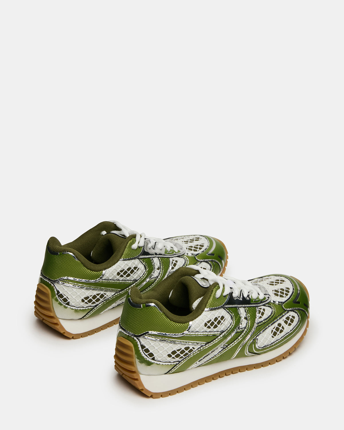 PAGER Green Multi Low-Top Lace-Up Mesh Women's Sneaker