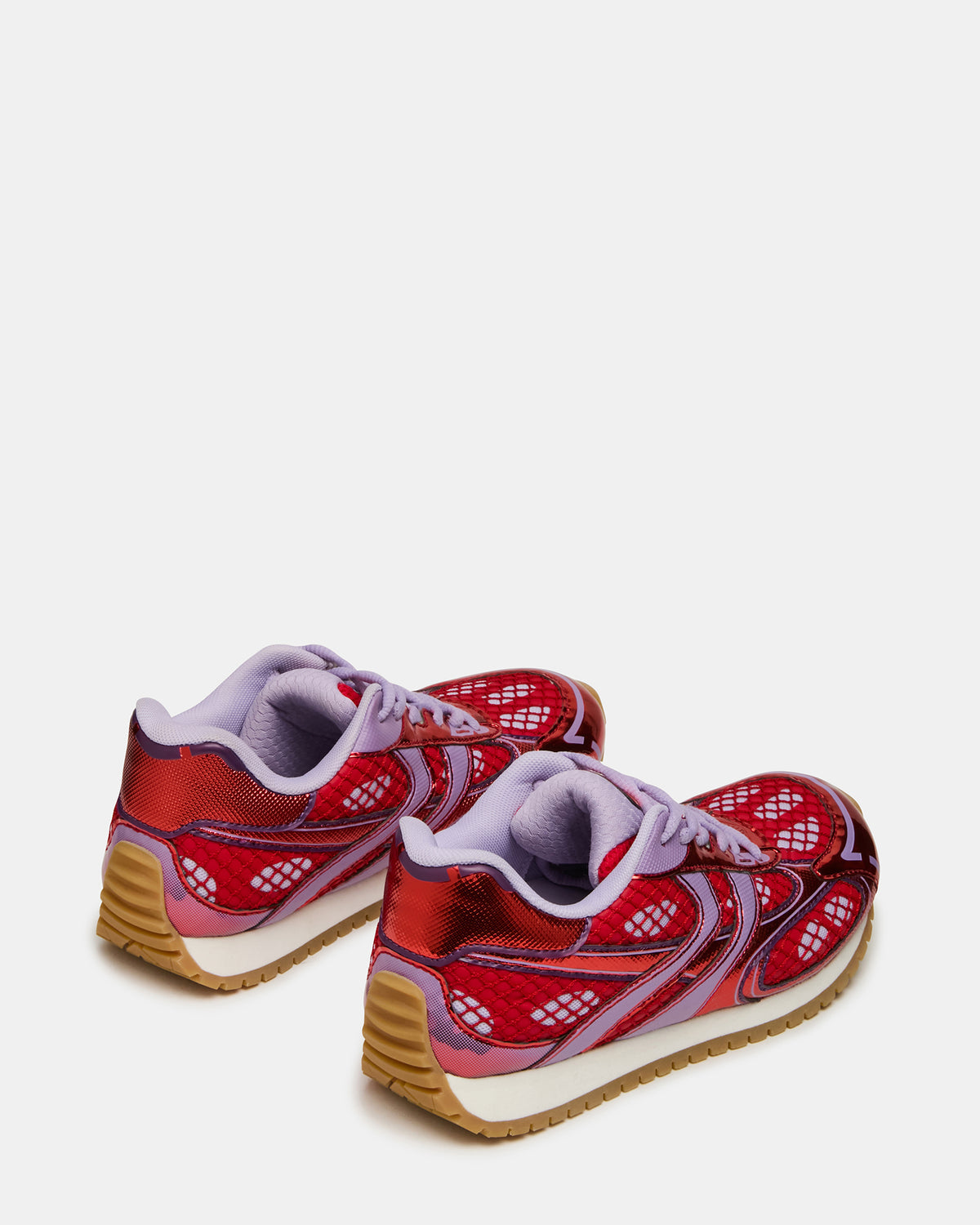 PAGER Red Multi Low-Top Lace-Up Mesh Women's Sneaker