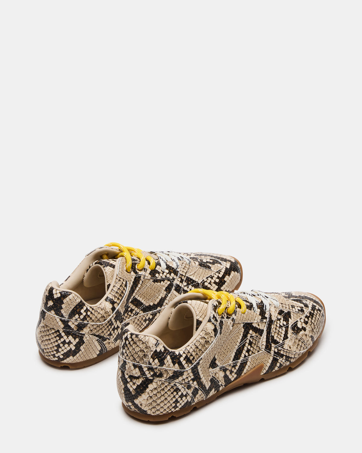 AZIEL Tan Snake Low-Top Lace-Up Women's Sneakers