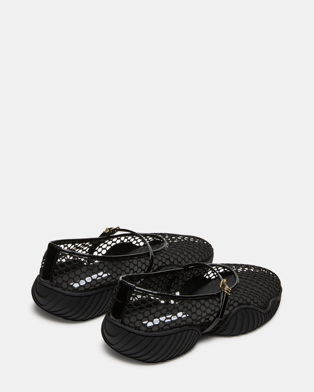 VICKEE Black Mesh Mary Jane Buckle Chunky Sole Ballet Women's Sneaker