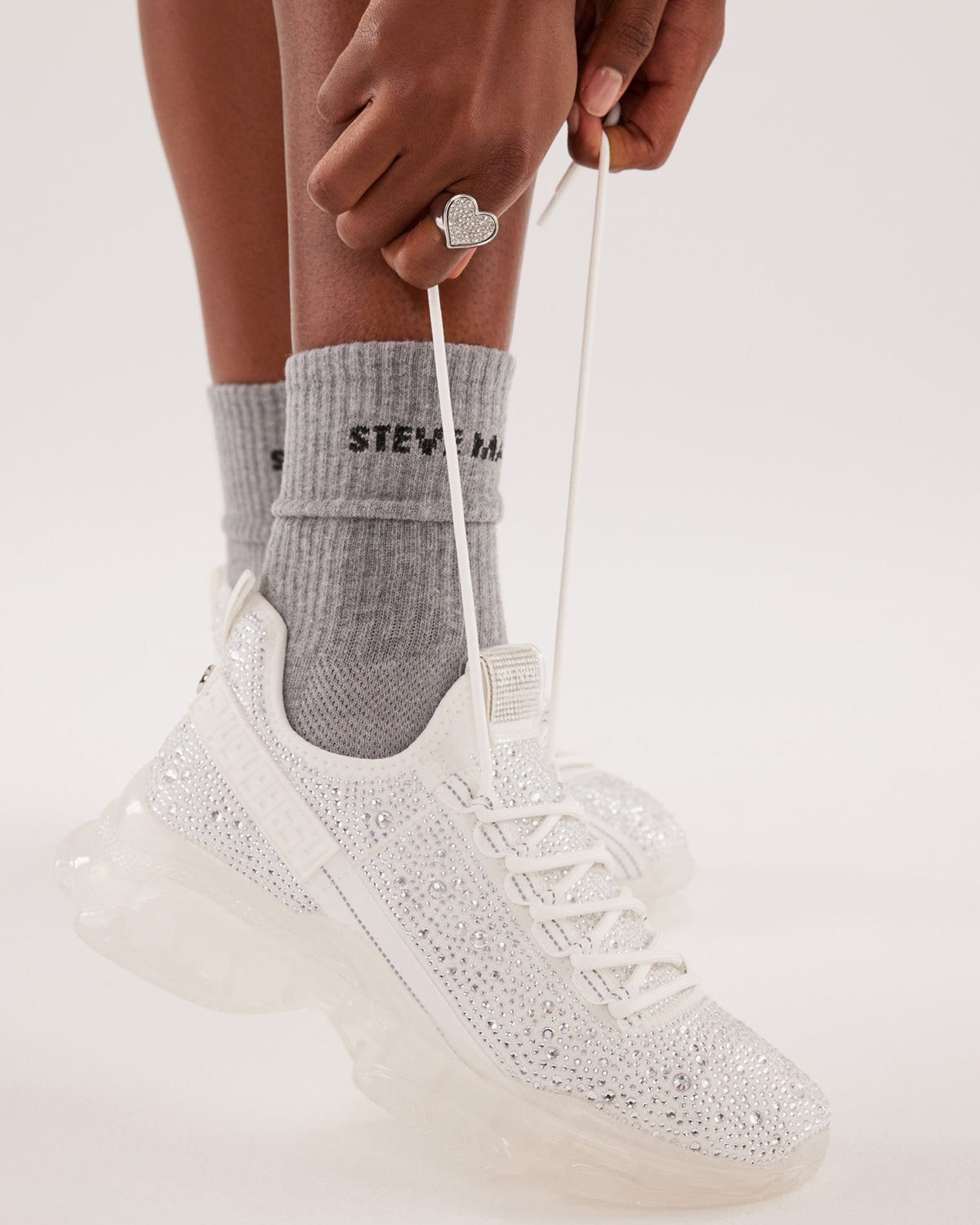 MAXIMA White Rhinestones Sneakers | Women's Sneakers