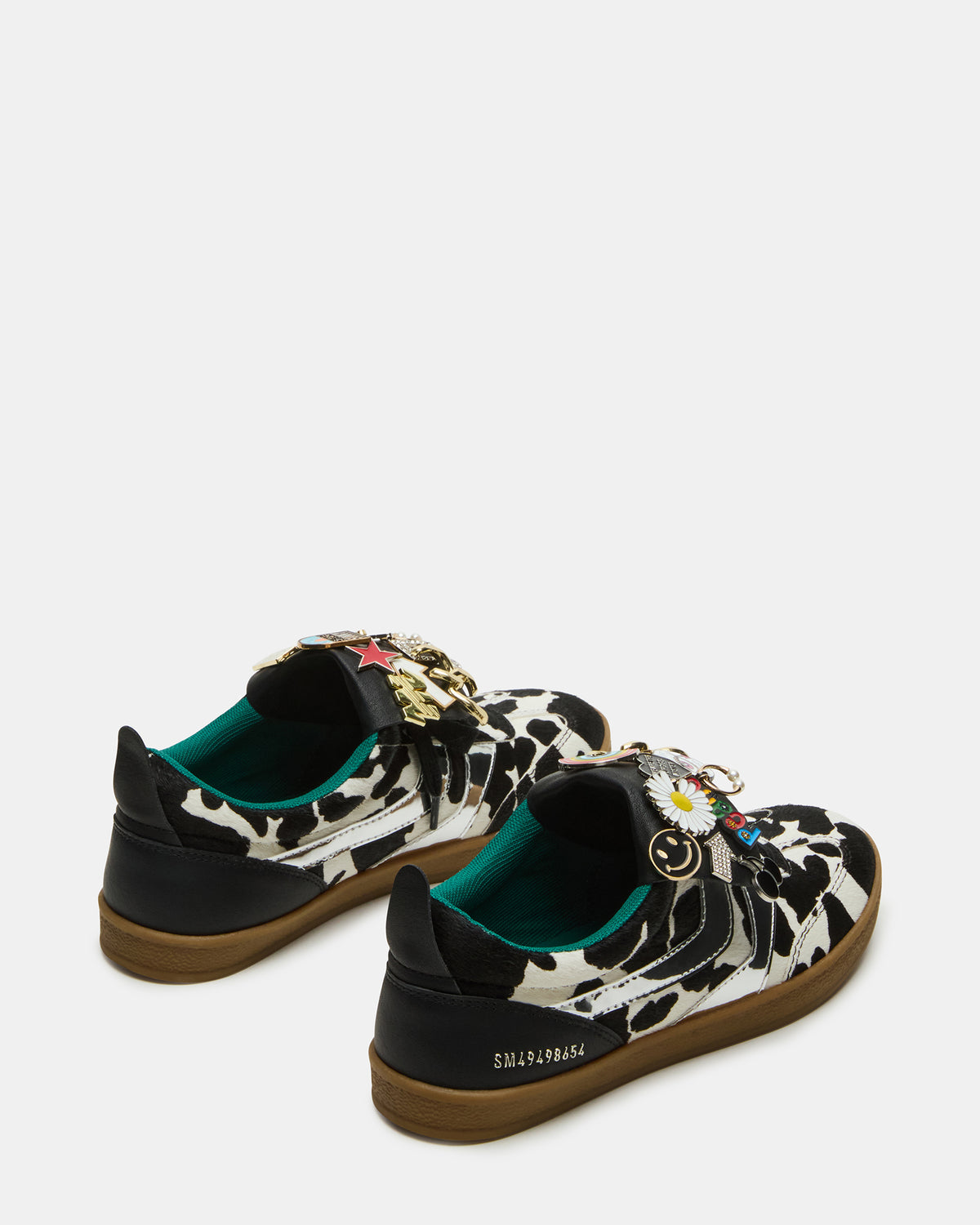 WYATT Black Cow Print Lace-Up Low-Top Pin Women's Sneaker