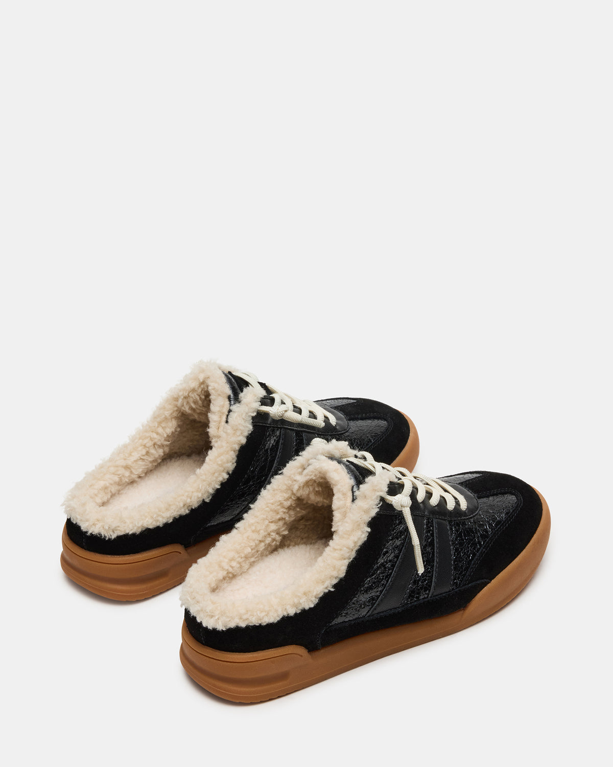 VANDY Faux Fur Black Multi Low-Top Lace-Up Mule Women's Sneaker