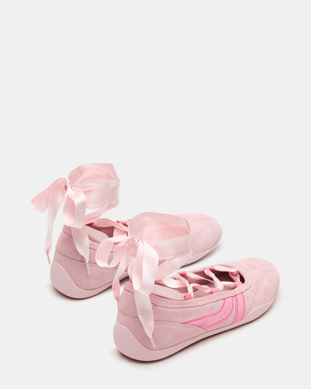 PROMISE Pink Suede Low-Top Lace-Up Ribbon Women's Sneaker