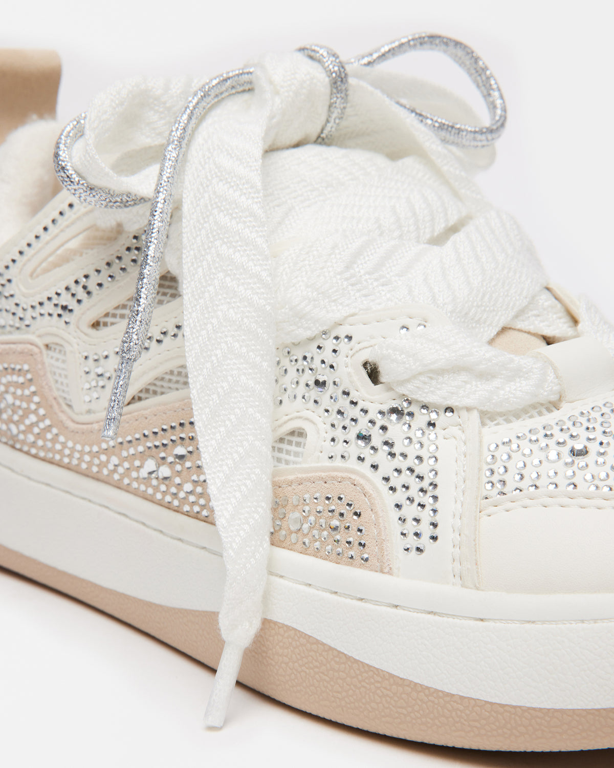 ROARING White Rhinestones Low-Top Lace-Up Sneaker | Women's Sneakers