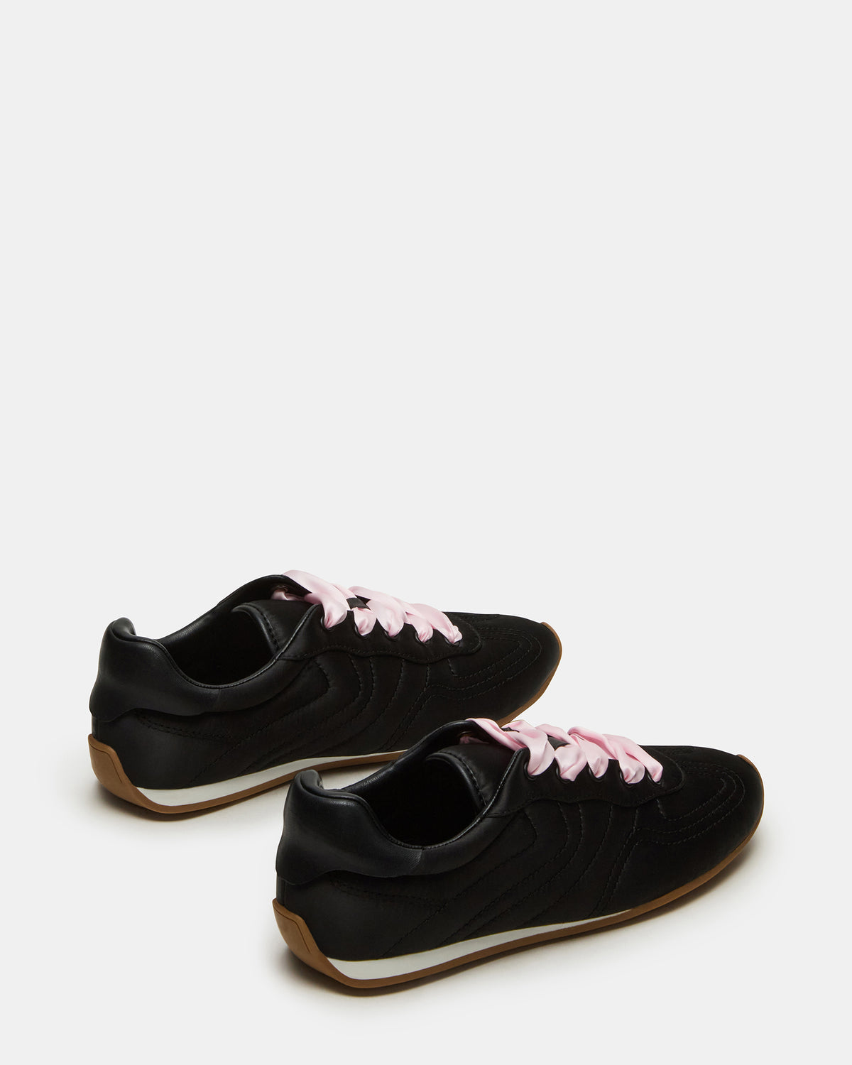 ABBI Black Satin Low-Top Lace-Up Women's Sneaker