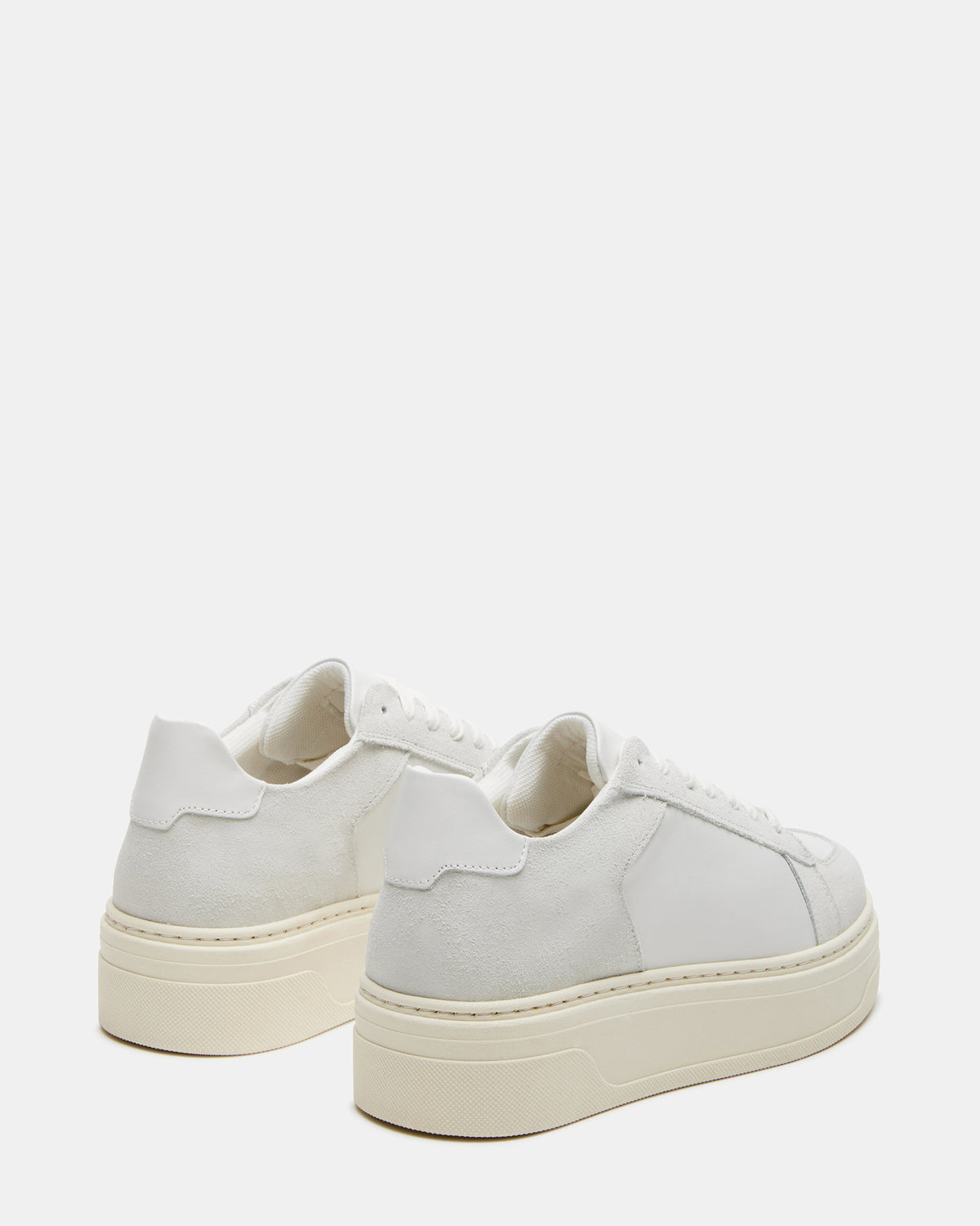 DOMINO White Leather Tonal Platform Sneaker | Women's Sneakers