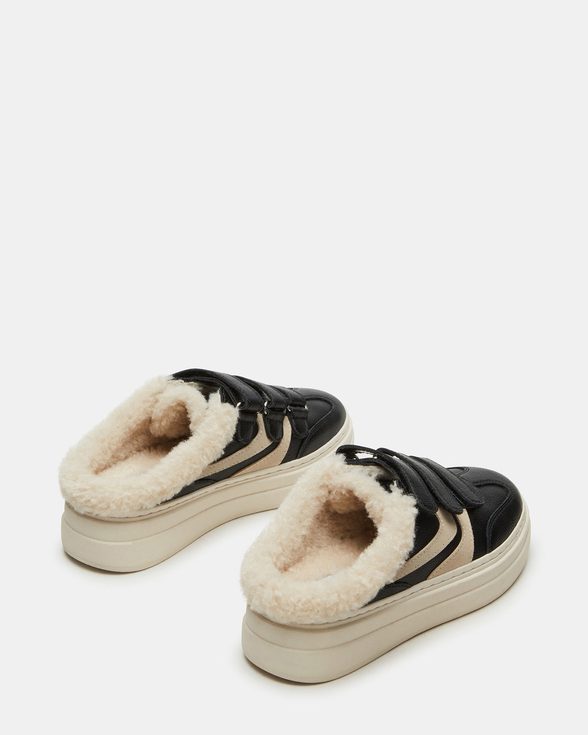 DASHER Black Low-Top Faux Fur Slip-On Sneaker | Women's Sneakers Steve Madden BLACK