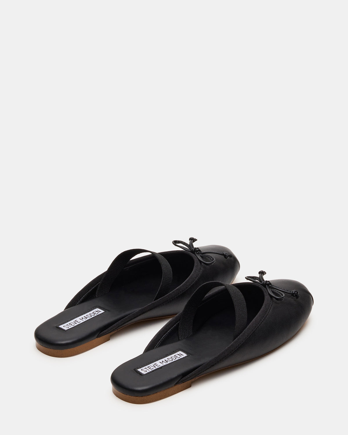 CUTESY Black Leather Slip-On Ballet Mule Women's Flat