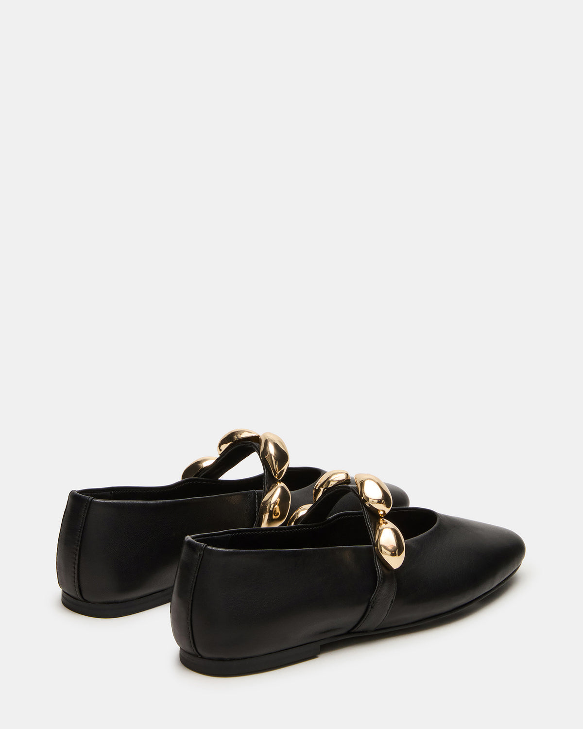 POPPIN Black Leather Mary Jane Ballet Women's Flat