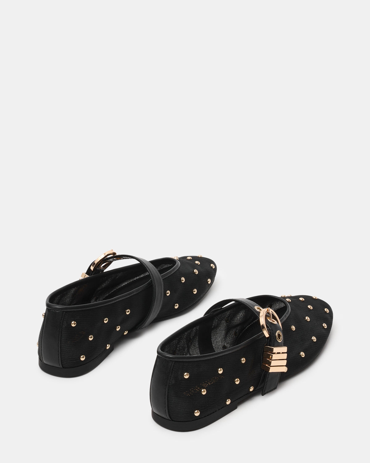 LUCIA Stud Black Multi Mesh Mary Jane Ballet Women's Flat