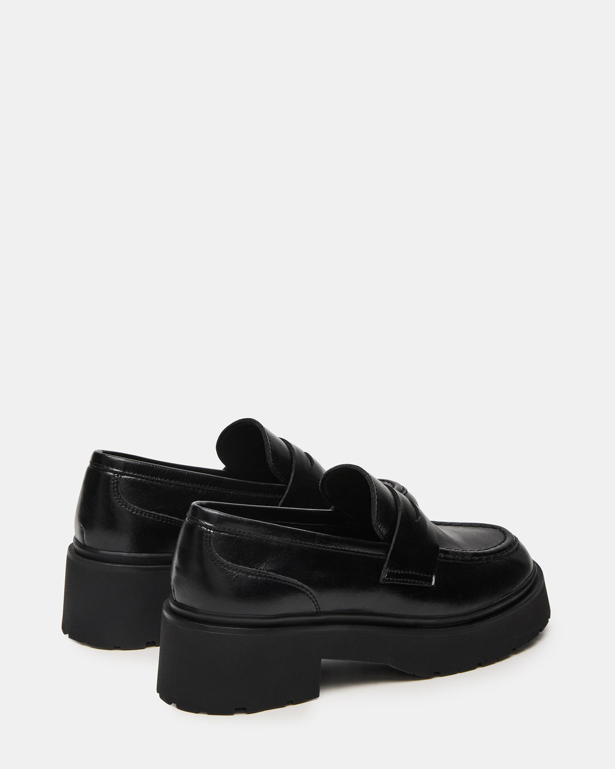 LAYKEN Black Leather Platform Lug Women's Loafer