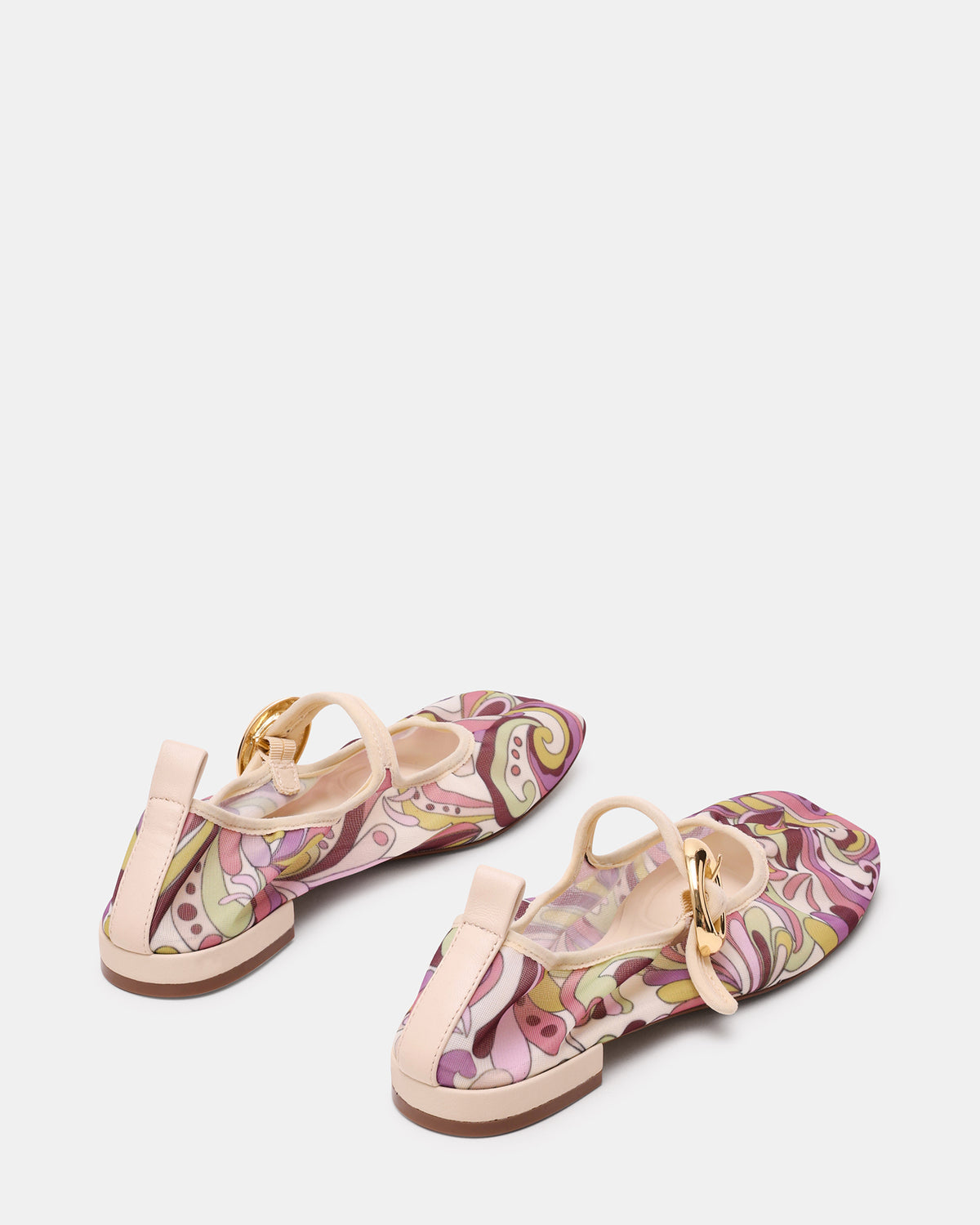DAFFIA Purple Multi Mary Jane Gold-Detail Buckle Ballet Women's Flat