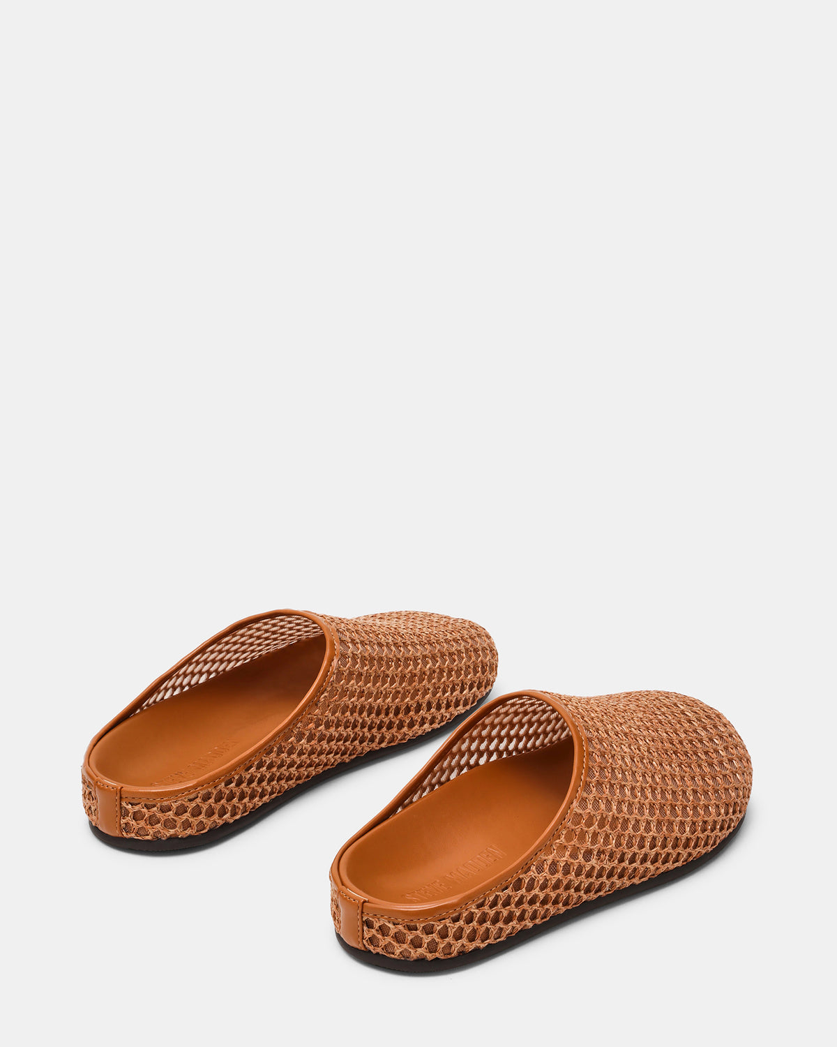 FERN Tan Raffia Mesh Mule Slip-On Round-Toe Women's Flat