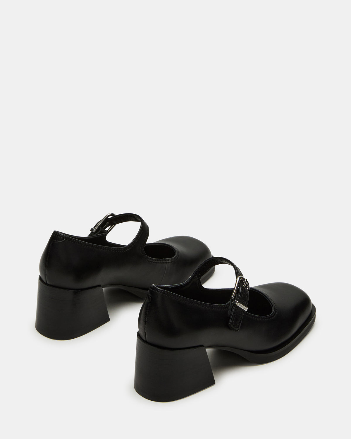 LISBON Black Leather Square-Toe Mary Jane Women's Loafer