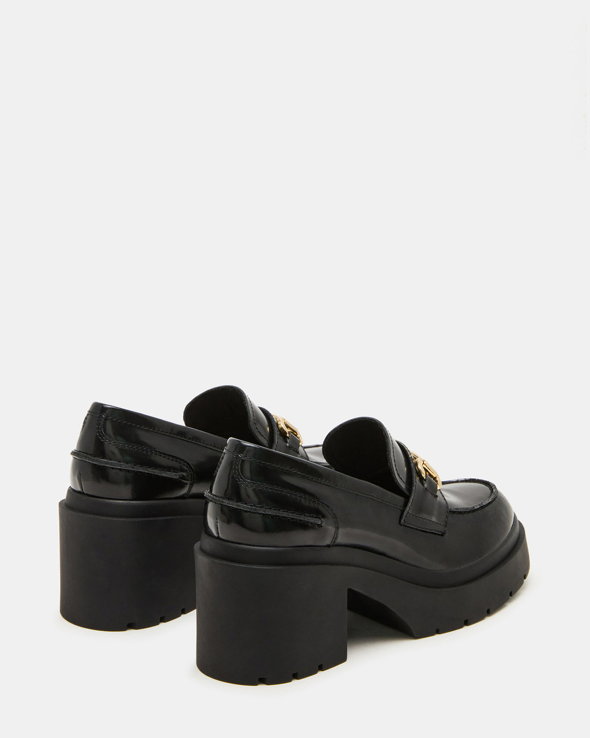 LAZRA Black Platform Lug Block Heel Women's Loafer