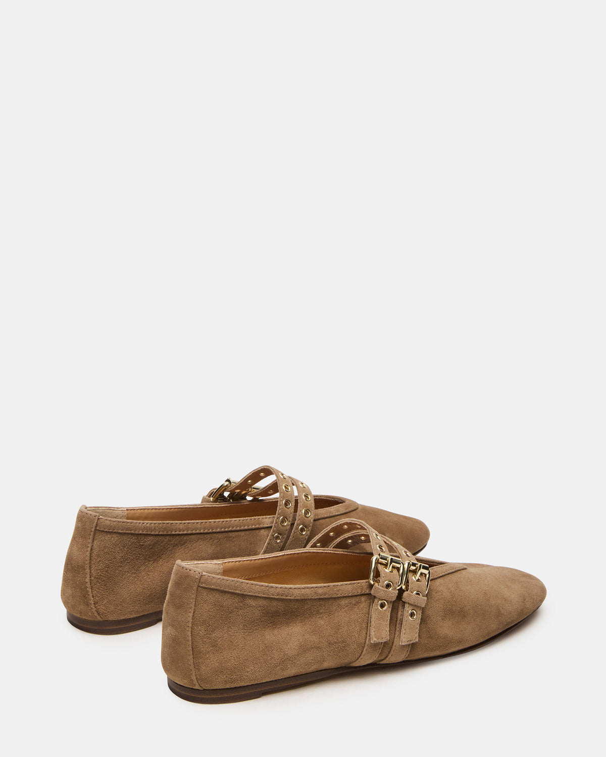 LYDIA Taupe Suede Square-Toe Mary Jane Ballet Women's Flat