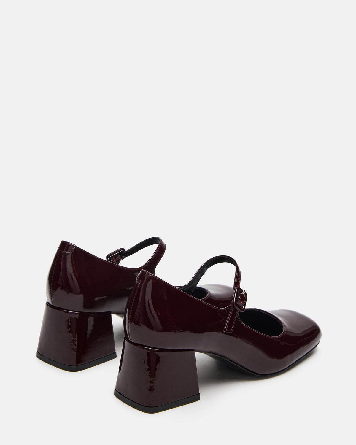 DARCEY Wine Patent Square-Toe Mary Jane Block Heel Women's Loafer