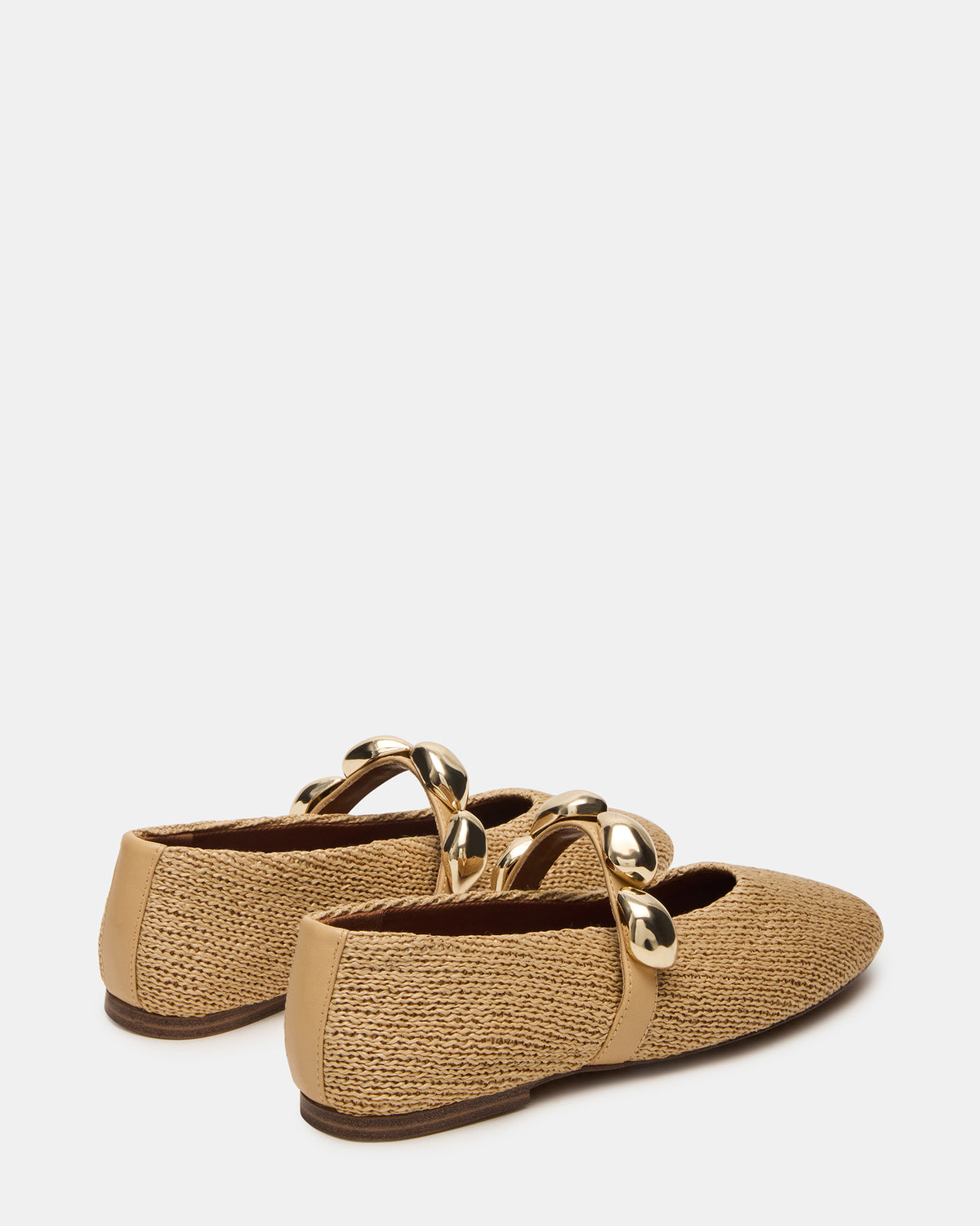 POPPIN Natural Raffia Mary Jane Ballet Women's Flat