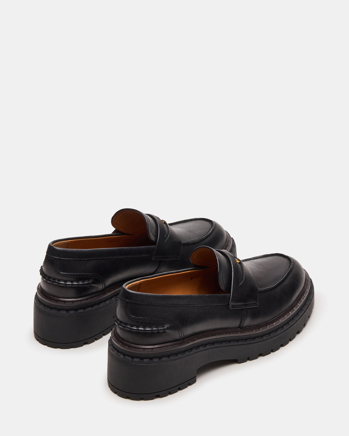 RAFTUS Black Leather Platform Lug Women's Loafer