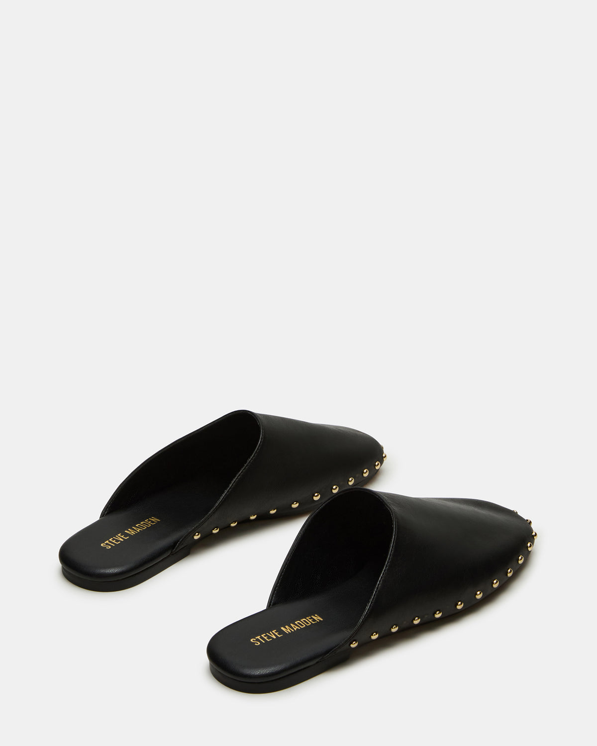 PEARSON Black Leather Rounded-Toe Slip-On Women's Flat