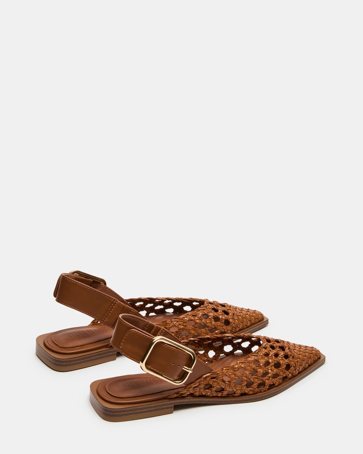 SHAY Woven Cognac Pointed-Toe Slingback Ballet Women's Flat