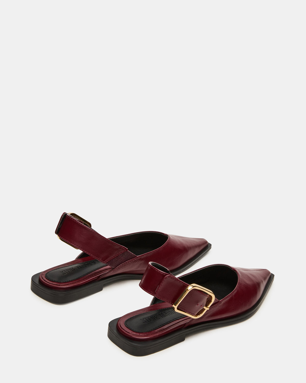 SHAY Burgundy Leather Pointed-Toe Slingback Ballet Women's Flat