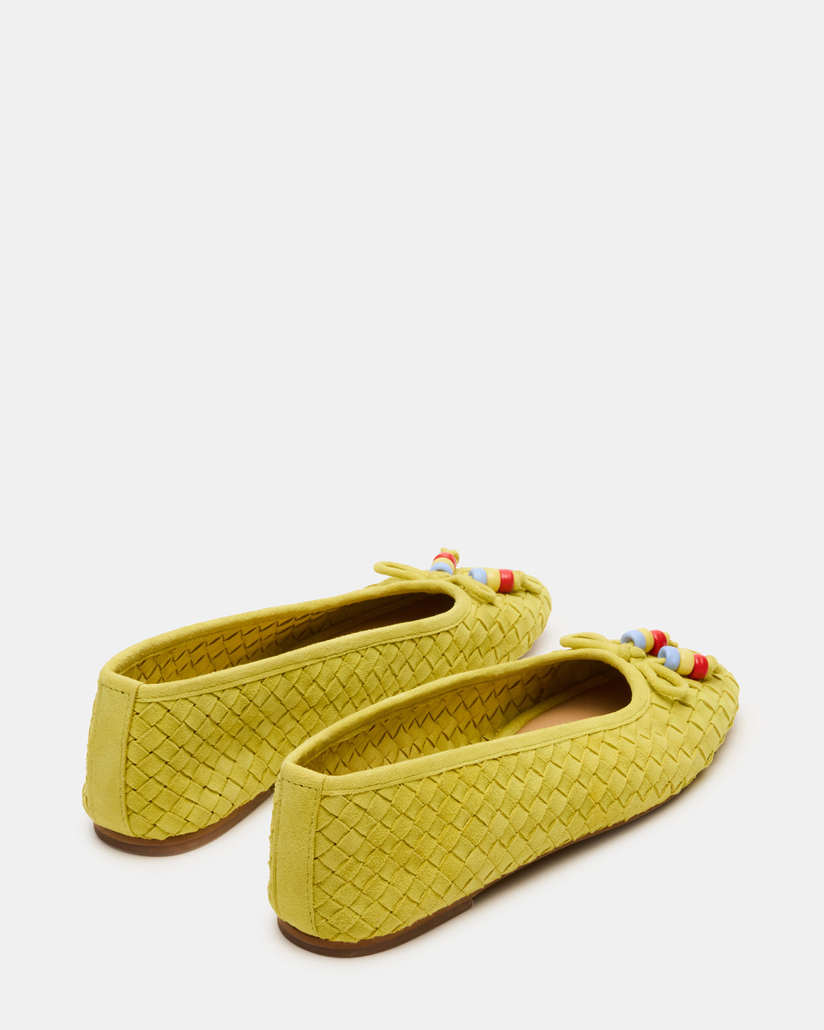 DIVY Lime Leather Woven Bow Ballet Round-Toe Women's Flat