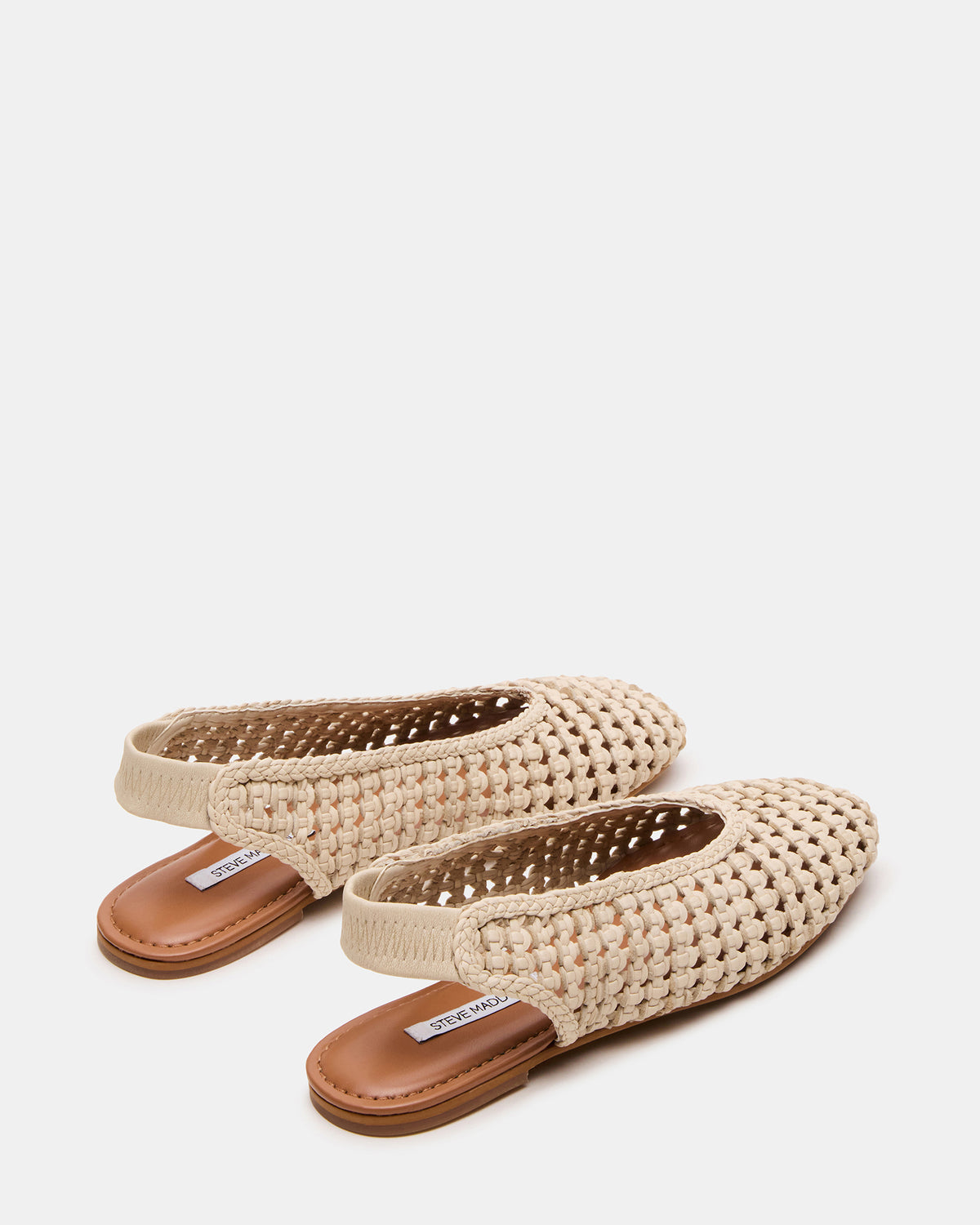 RUMI Bone Leather Woven Slingback Round-Toe Women's Flat
