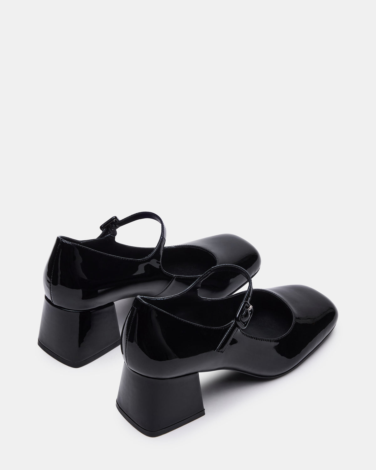 DARCEY Black Patent Square-Toe Mary Jane Block Heel Women's Loafer