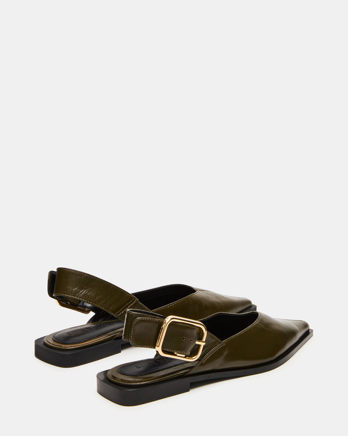 SHAY Olive Leather Pointed-Toe Slingback Ballet Women's Flat
