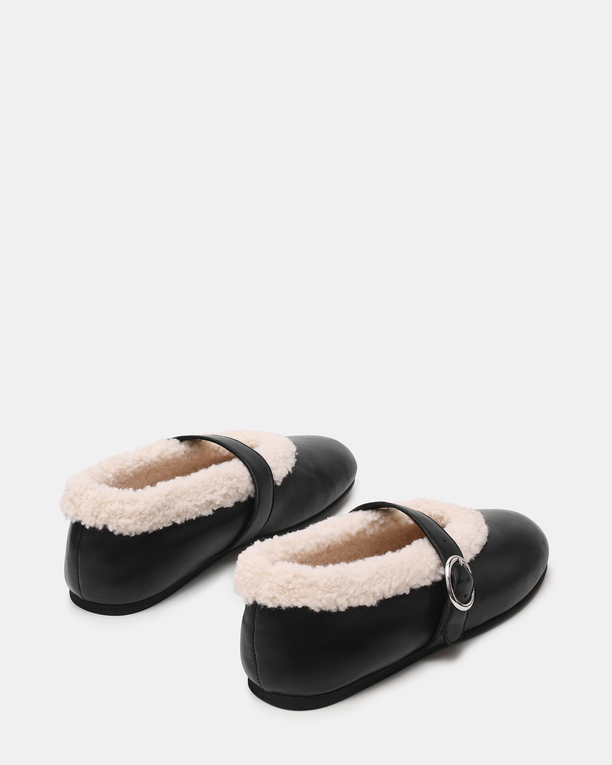 LODGE Black Leather Mary Jane Round-Toe Women's Flat