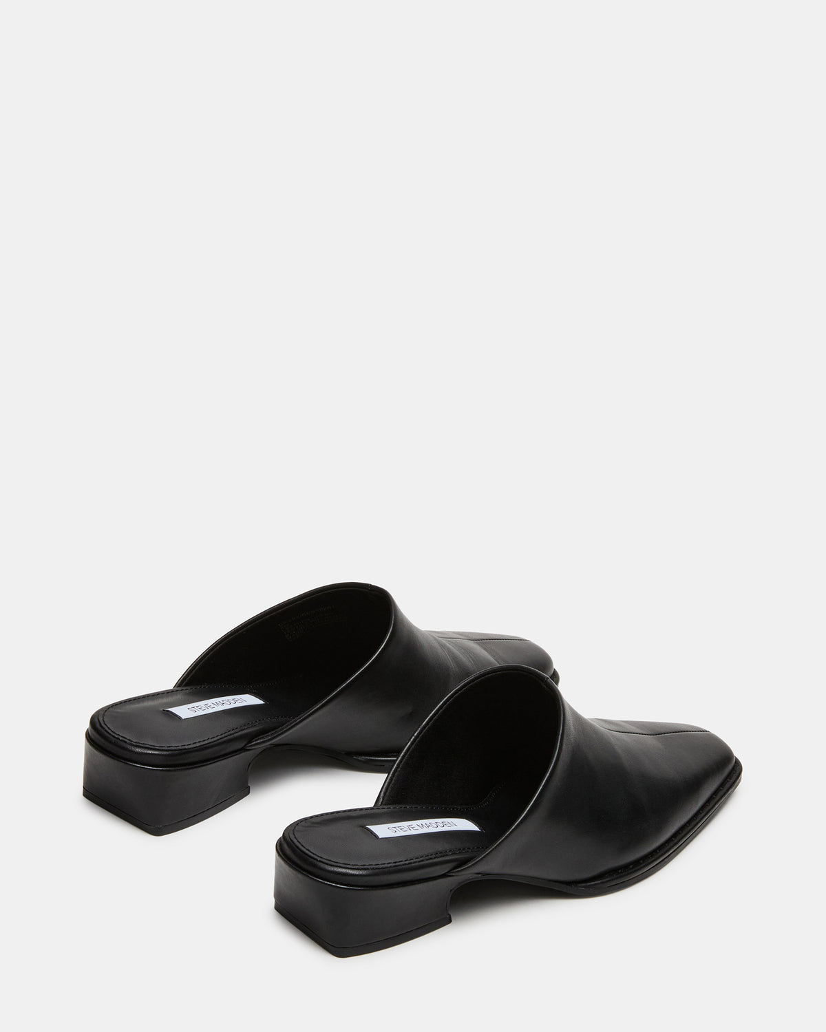 DESSA Black Leather Square-Toe Mule Women's Flat