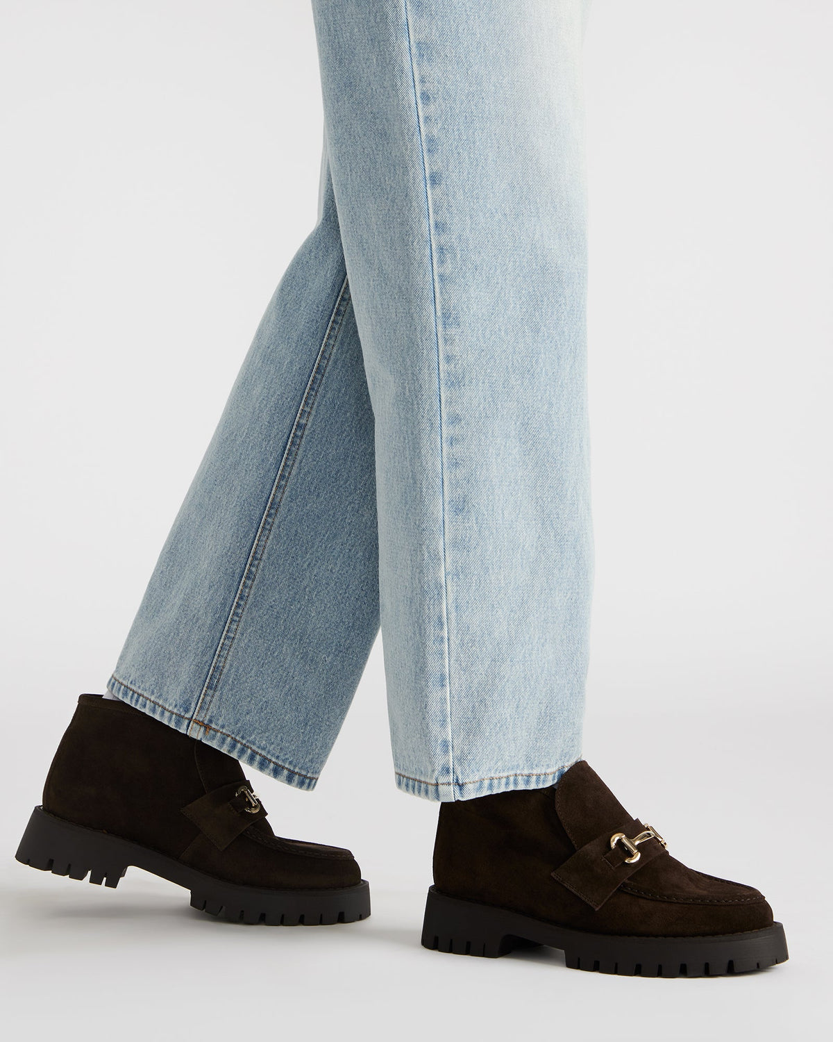 LEON Grey Suede Platform Lug Sole Women's Loafer